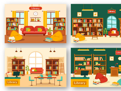 12 Library Vector Illustration