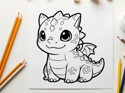 Cute baby dragon cartoon smiling vector illustration