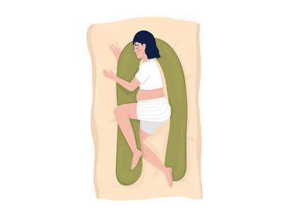 Sleeping with pregnancy pillow illustration set