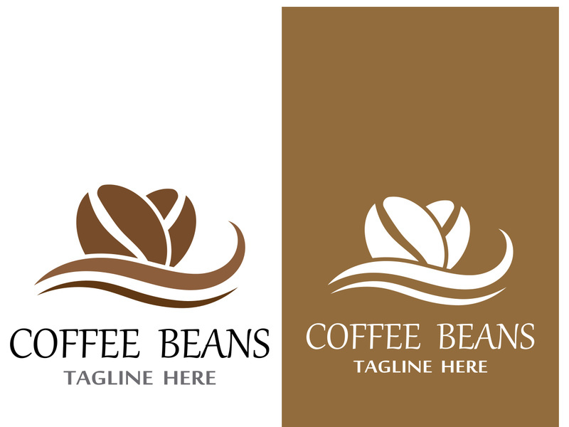 Coffee bean logo for cafe, business, label.