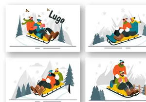 9 Winter Luge Sledding Illustration