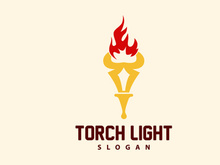 Torch Logo, Olympic Flame Vector, Simple Minimalist Design