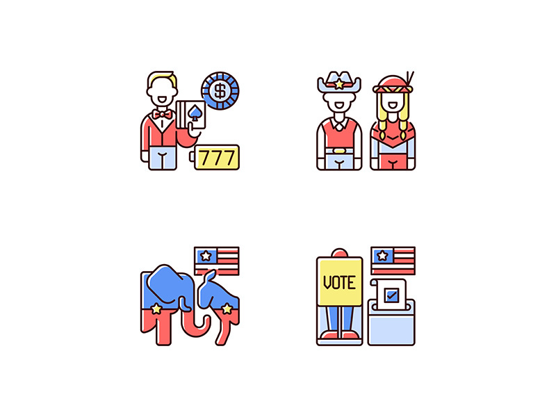 United States RGB color icons set