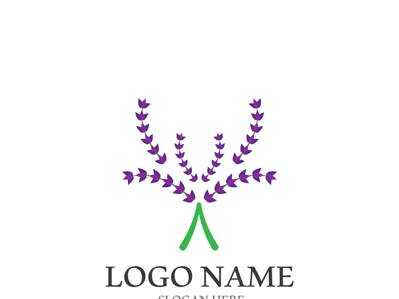 Fresh lavender flower logo vector flat design