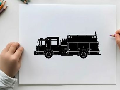 Silhouette of a fire truck vehicle emergency response