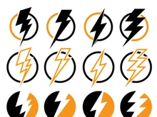 Lightning bolt flash thunderbolt icons vector