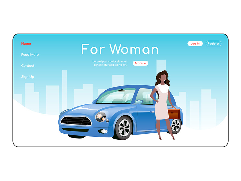 For woman landing page flat color vector template