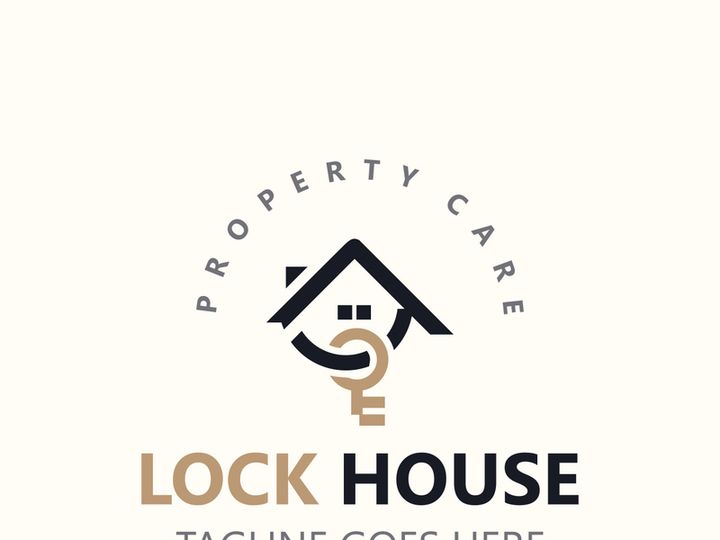 Lock House secure logo design, smart key home vector concept template