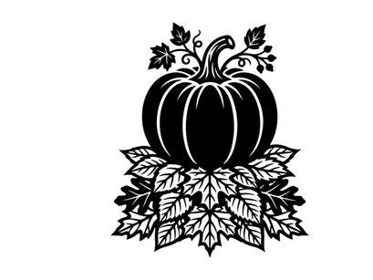 Stylized pumpkin with leaves for autumn or Halloween decor