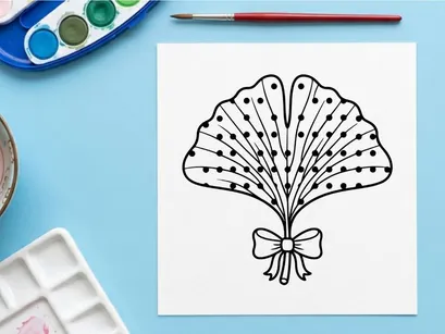 Leque decorativo com laço. Acessório artesanal elegante para eventos e decoração.
