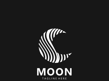 Moon elegant crescent and star logo design line in simple style outline background preview picture