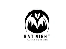 Bat Logo, Hanging Bat Animal Vector, Hallowen Night Animal Icon Design