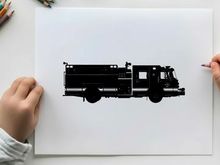 Silhouette of a fire truck vehicle emergency response