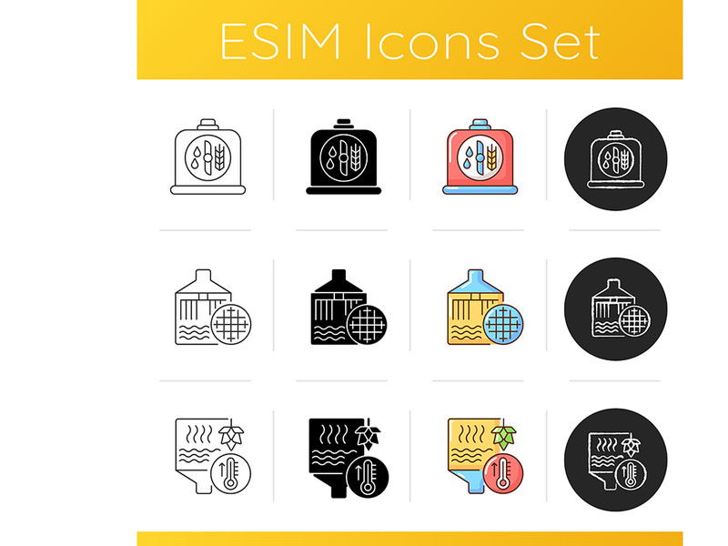 Brewing beer icons set
