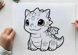 Cute baby dragon cartoon smiling vector illustration