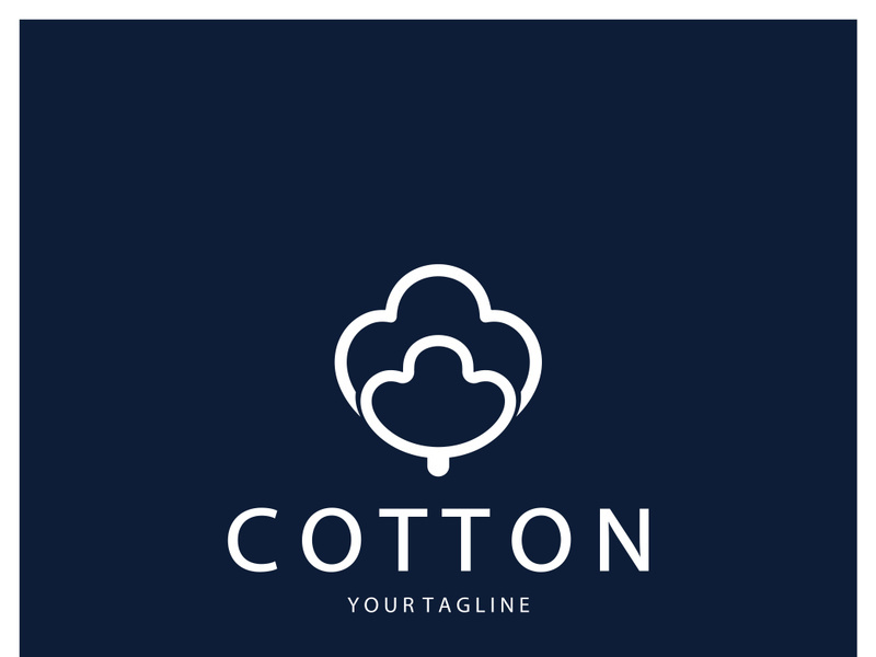 Soft natural organic cotton flower plant logo for cotton plantations, industries,business,textile,clothing and beauty,vector