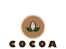 cocoa logo,cocoa bean,cocoa tree,cocoa branches and leaves,chocolate mix on white background,vintage,modern,simple,minimalist icon illustration template design vector