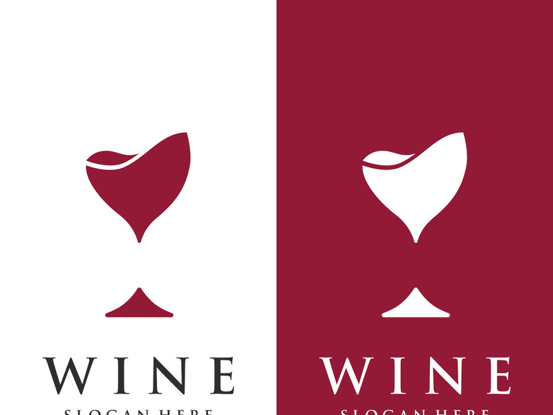 Wine logo design with wine glasses and bottles.Logos for nightclubs, bars and wine shops.