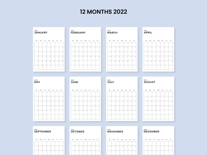 Monthly Calendar Vertical Printable Calendar Template Year 2022