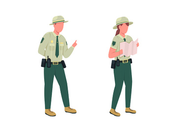 Environmental police male officer flat color vector faceless character set preview picture