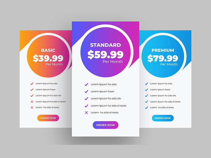 Pricing Table UI Elements Design Ver-9