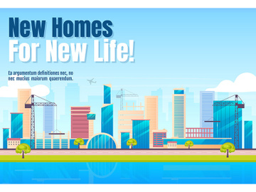 New homes for new life banner flat vector template preview picture