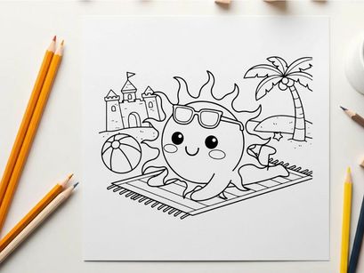 Cute octopus vacation beach vector illustration flat design