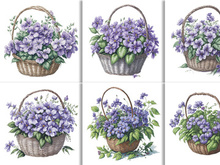 Watercolor Floral Flower Basket Design