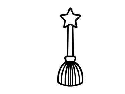 Witch broomstick with star icon. Magic wand illustration for Halloween design.