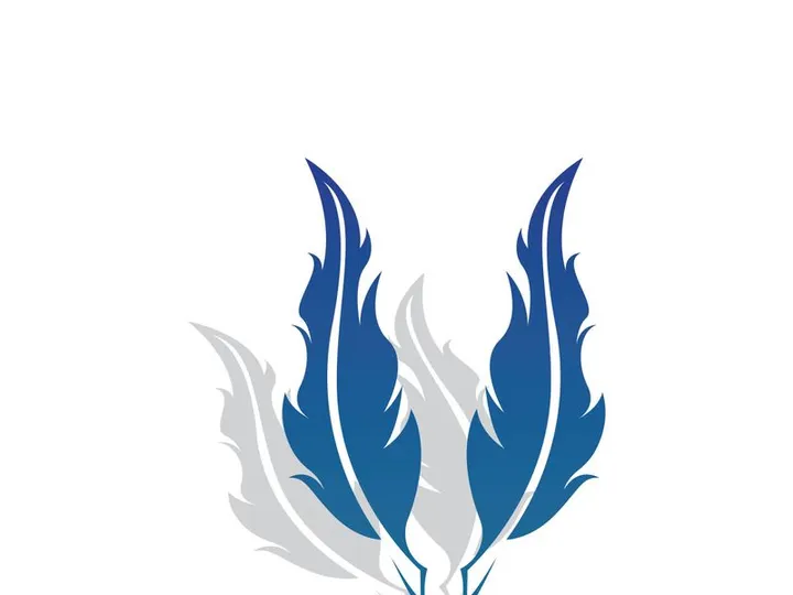 Feather quill design icon and logo illustration classic stationery