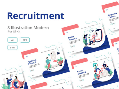 Recruitment set Illustration