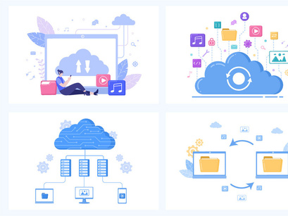 20 Cloud Storage Hosting Service Illustration