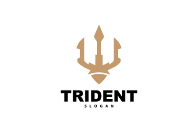 Neptune Poseidon Trident Logo, Spear Simple Vintage Template Design preview picture