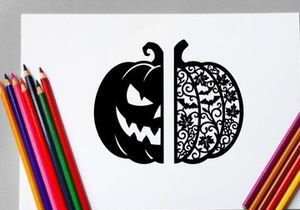 Labu Jack-o'-lantern Halloween dengan Ukiran Hias