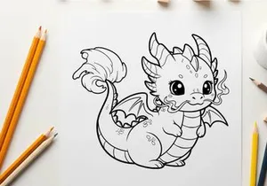 Cute baby dragon cartoon vector illustration flat design