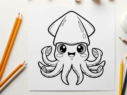 Cute octopus chef cooking vector illustration flat design