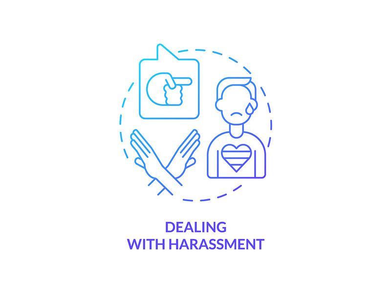 Dealing with harassment blue gradient concept icon