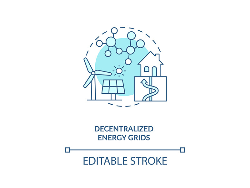 Decentralized energy grids concept icon