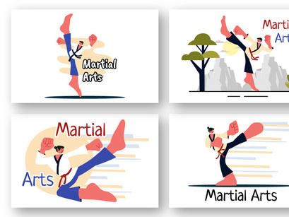 9 Martial Arts Vector Illustration