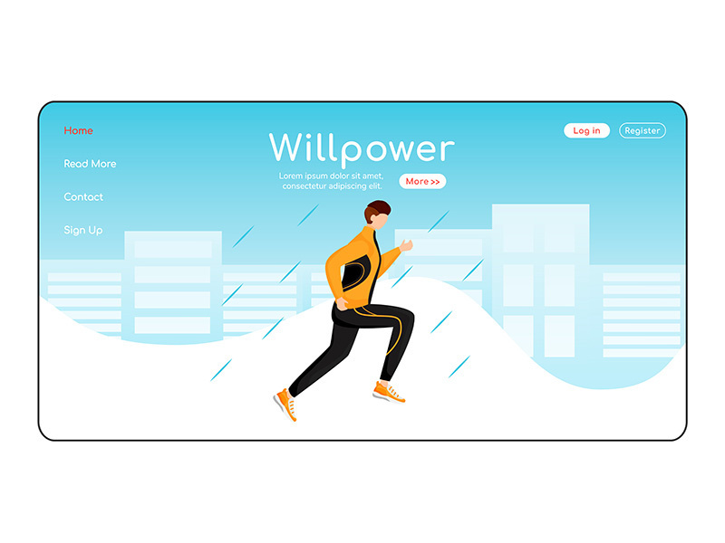 Willpower landing page flat color vector template