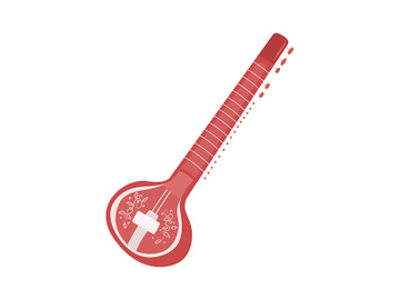 Sitar semi flat color vector object preview picture