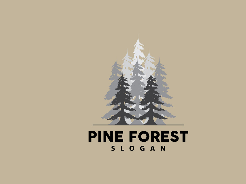 Forest Logo, Vector Forest Wood With Pine Trees