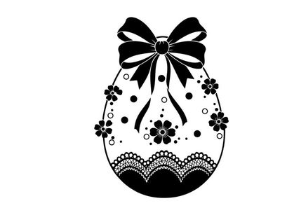 Easter egg silhouette with bow and floral patterns