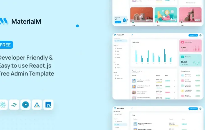 MaterialM Free Tailwind React Admin Template