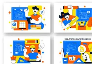 10 Eco Architecture Blueprint Illustration
