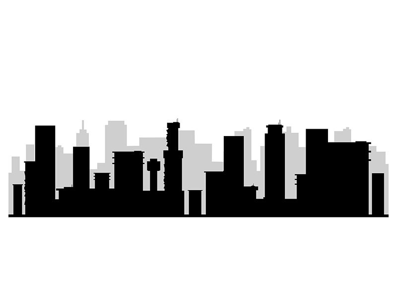 Modern cityscape black silhouette vector illustration