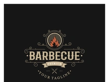 Simple Barbecue Vintage hot grill, with crossed flames and spatula. Logo for restaurant, badge, cafe and bar.vector