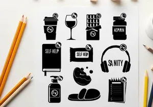 Silhouette icons for mental health and self care silhouette