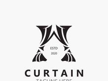 Curtain logo decoration style minimalist elegant vector design illustration
