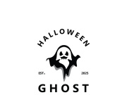 Halloween spooky ghost character in flat style isolated template design